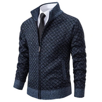 Herren Strickjacke mit Reißverschluss und Stehkragen in Marineblau