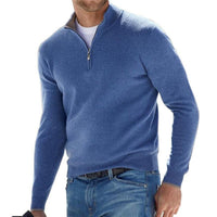 Dominik | Herren Strickpullover mit Halbem Reißverschluss Regular Fit in Blau