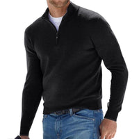 Dominik | Herren Strickpullover mit Halbem Reißverschluss Regular Fit in Schwarz