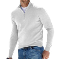 Dominik | Herren Strickpullover mit Halbem Reißverschluss Regular Fit in Weiß