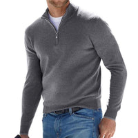 Dominik | Herren Strickpullover mit Halbem Reißverschluss Regular Fit in Grau