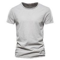 Herren-T-Shirt mit Rundhalsausschnitt und Flammgarn-Struktur in Grau