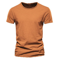 Herren-T-Shirt mit Rundhalsausschnitt und Flammgarn-Struktur in Orange