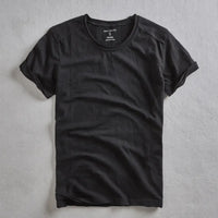 Herren T-Shirt mit Rundhalsausschnitt und Slub-Struktur in Schwarz