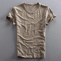 Herren T-Shirt mit Rundhalsausschnitt und Slub-Struktur in Khaki