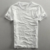 Herren T-Shirt mit Rundhalsausschnitt und Slub-Struktur in Weiß