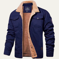 Herren-Utility-Jacke mit Fleecefutter und Knopfleiste in Marineblau