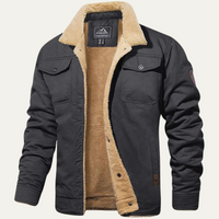 Herren-Utility-Jacke mit Fleecefutter und Knopfleiste in Dunkelgrau