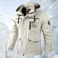 Maximilian | Herren Wasserdichte Steppjacke mit Kapuze Winddichte Outdoorjacke in Weiß