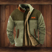 Niklas | Herren Western-Cardigan Fleece gefüttert mit Azteken-Aufdruck in Grün