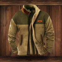 Niklas | Herren Western-Cardigan Fleece gefüttert mit Azteken-Aufdruck in Braun