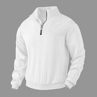 Andreas | Herren Zopfstrick-Pullover mit Viertelreißverschluss Knit Sweater in Weiß