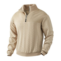 Andreas | Herren Zopfstrick-Pullover mit Viertelreißverschluss Knit Sweater in Beige