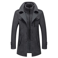 Lukas | Herren Zweiteiliger Wollmantel Slim-Fit Wintermantel mit Strickkragen in Grau