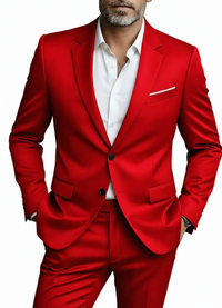 Herren Zweiteiliges Anzug Set mit Sakko und Hose in Burgundy