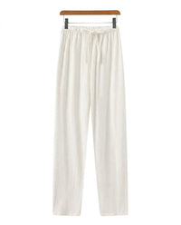 Herrenhose mit geradem Bein und Kordelzug in Weiß