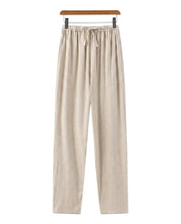 Herrenhose mit geradem Bein und Kordelzug in Beige