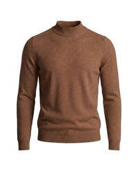 Herrenpullover mit langen Ärmeln, Stehkragen und gerader Form in Braun