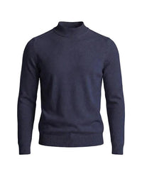 Herrenpullover mit langen Ärmeln, Stehkragen und gerader Form in Dunkelblau