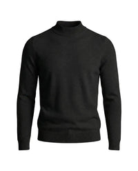 Herrenpullover mit langen Ärmeln, Stehkragen und gerader Form in Schwarz