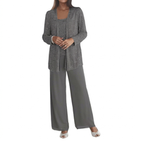 Damen Langarm-Set mit Pailletten in Grau