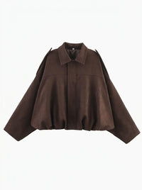 Damen Oversized Jacke mit praktischen Taschen in Braun