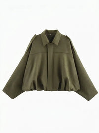 Damen Oversized Jacke mit praktischen Taschen in Olivgrün