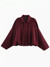Damen Oversized Jacke mit praktischen Taschen in Weinrot
