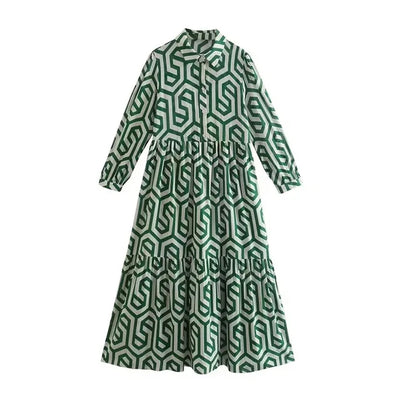 Adelona | Langärmliges Kleid mit geometrischem Muster