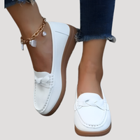 Ilsena | Damen Loafer Flach Slip-on Mokassin in Weiß
