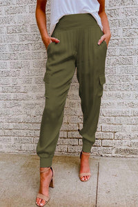 Ilvara | Damen High Waist Cargohose mit Taschen in Olivgrün