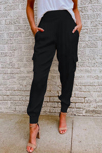 Ilvara | Damen High Waist Cargohose mit Taschen in Schwarz