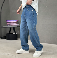 Herren Jeans weite Passform gerader Schnitt in Blau