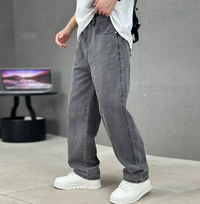 Herren Jeans weite Passform gerader Schnitt in Dunkelgrau