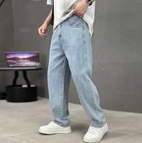 Herren Jeans weite Passform gerader Schnitt in Hellblau