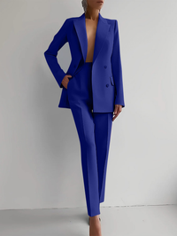 Jessica | Damen Elegant Knöpfen Maßanzug in Blau