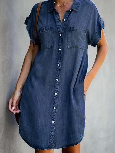 Belcy - Lässiges Jeans-Hemdkleid mit Knopfleiste und Taschen für Damen