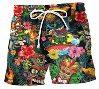 Schnelltrocknende Badeshorts mit Kordelzug Busmotiv in Hellblau