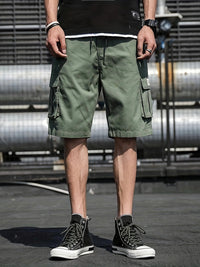 Kurze Cargo-Shorts mit mehreren Taschen für Herren | Ideal für den Sommer in Olivgrün