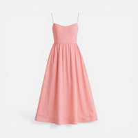 Solène | Damen Midikleid Spaghettiträger Fließend Elegant Sommer Leicht in Rosa