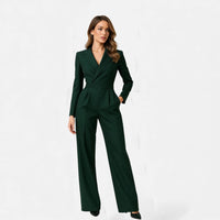 Dominique | Damen Jumpsuit Anzugkragen Elegant Business Modern Chic in Grün