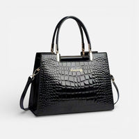 Vivienne | Damen Handtasche Kroko Prägung Griffe Luxe Elegant Zeitlos in Schwarz