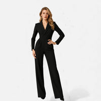 Dominique | Damen Jumpsuit Anzugkragen Elegant Business Modern Chic in Schwarz