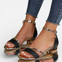 Nina | Damen Orthopädische Sandalen Knöchelriemen Blockabsatz Stabil in Schwarz
