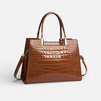 Vivienne | Damen Handtasche Kroko Prägung Griffe Luxe Elegant Zeitlos in Braun