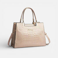 Vivienne | Damen Handtasche Kroko Prägung Griffe Luxe Elegant Zeitlos in Khaki