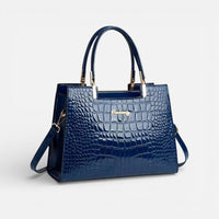 Vivienne | Damen Handtasche Kroko Prägung Griffe Luxe Elegant Zeitlos in Blau