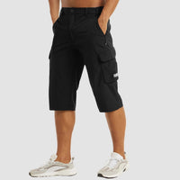 Leichter Cargo-Shorts mit elastischem Bund für Herren | Ideal für den Sommer in Schwarz