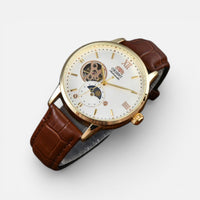 Edouard | Herren Armbanduhr Lederarmband Klassisch Elegant Zeitlos in Gold
