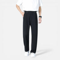 Gilles | Herren Stoffhose Weites Bein Elastischer Bund Komfort Casual in Schwarz
